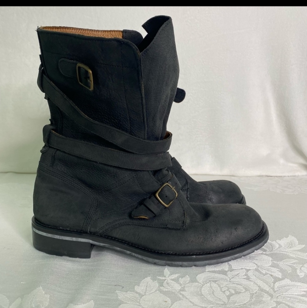 COPY - JOHN VARVATOS Men's Leather suede moto boots with wraparound straps size…